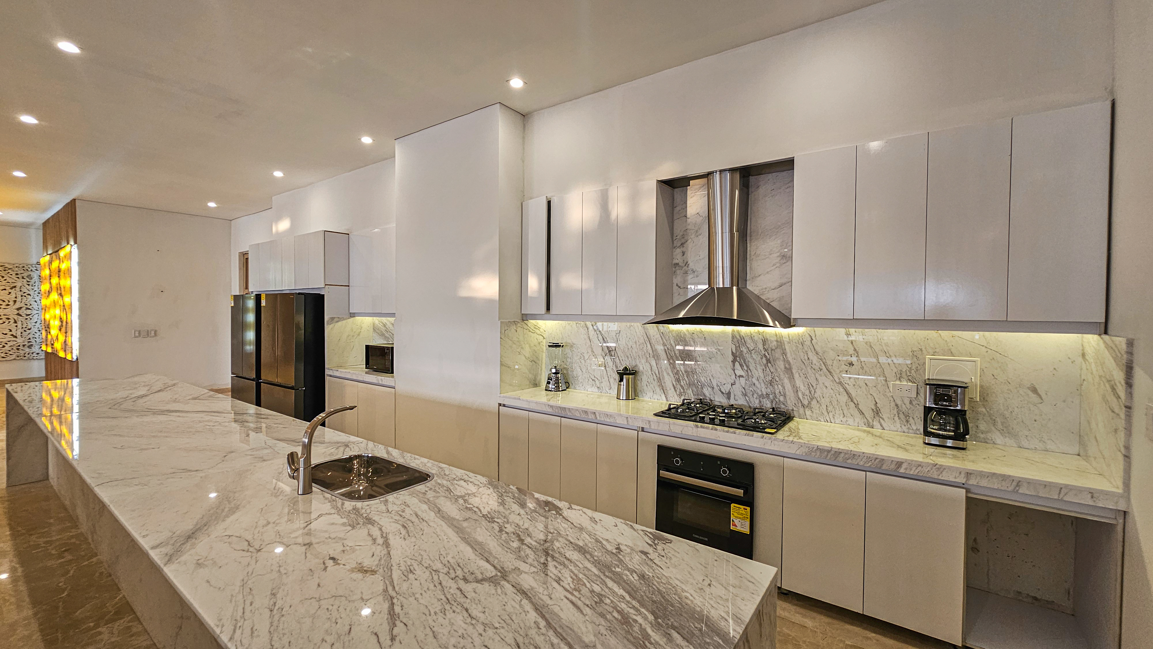 Huge marble island and kitchen