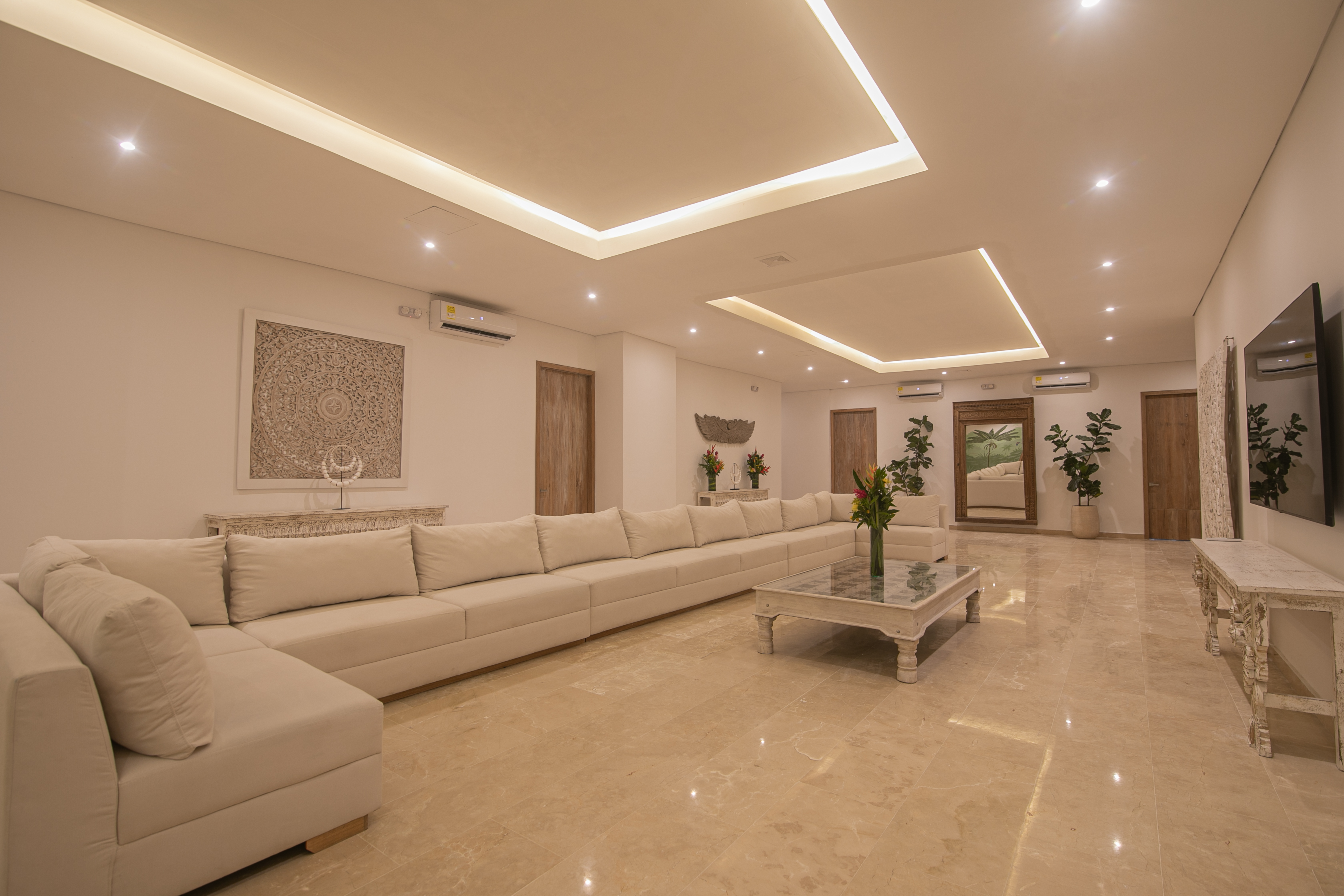 Expansive living room and TV area