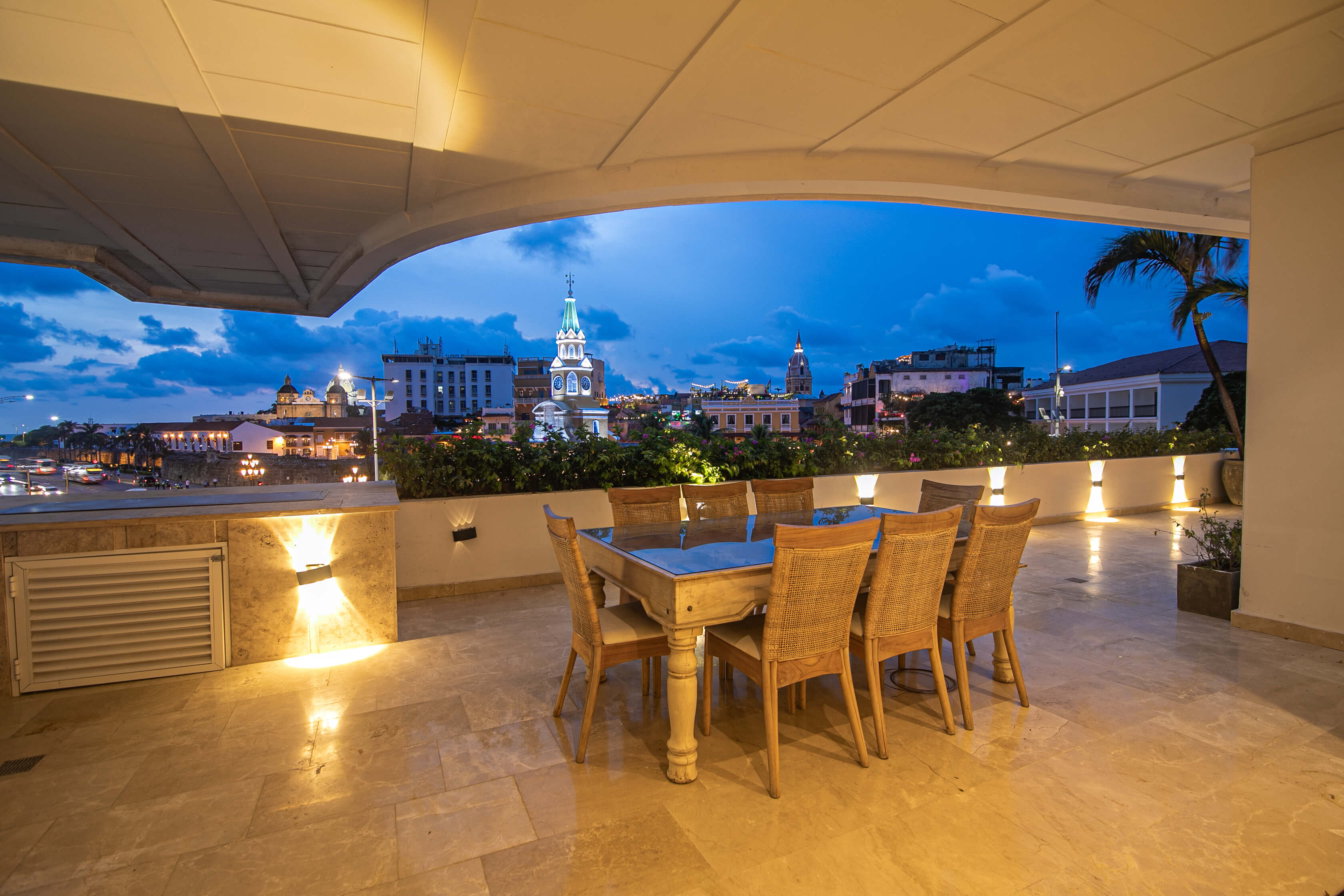Night view of Cartagena skyline from the penthouse